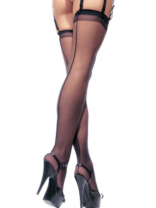 Plus Size Sheer Back Seam Stockings
