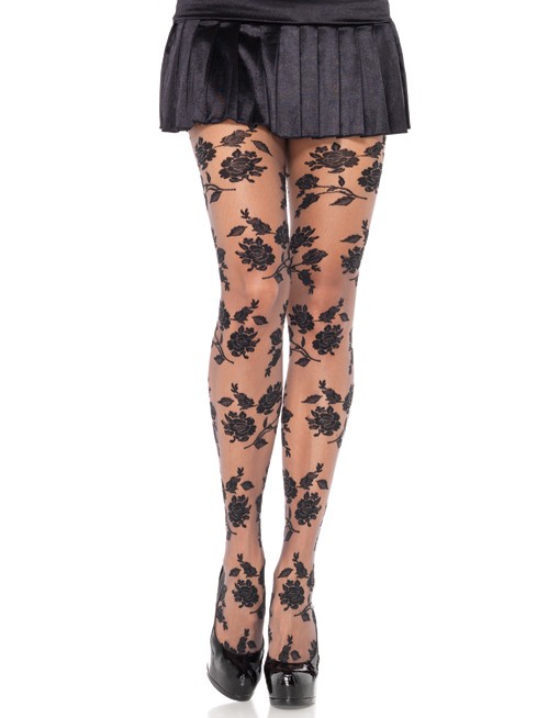 Floral Print Pantyhose