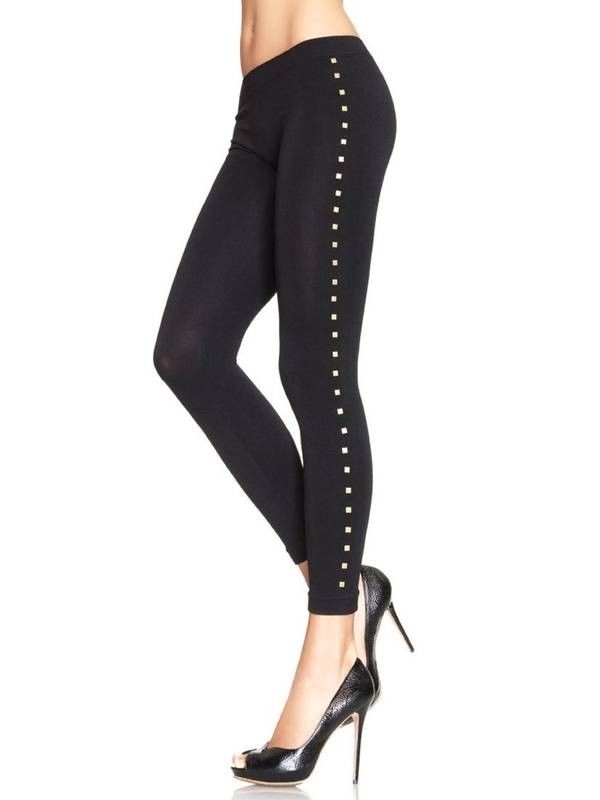 Seamless Leggings With Gold Studded Side