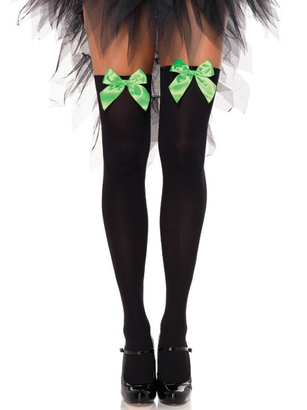Opaque Thigh High With Satin Bow