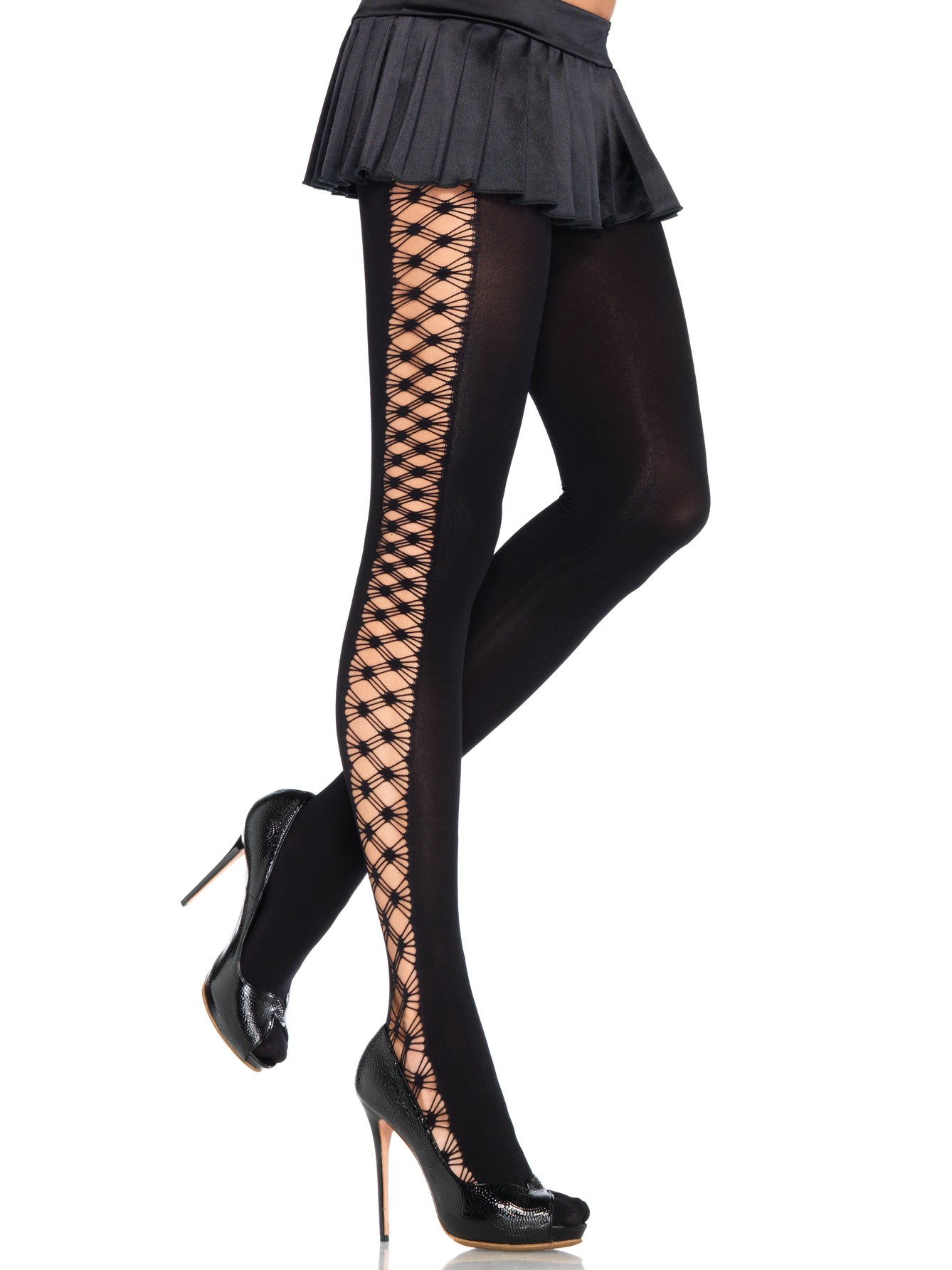 Crocheted Side Opaque Tights