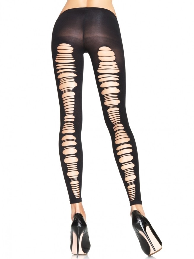 Shredded  Opaque Footless Tights