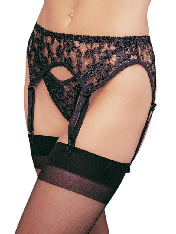 Plus Size Lace Garter Belt And Thong