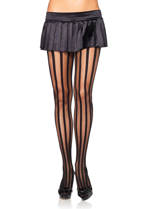 Sheer Pantyhose With Opaque Stripes