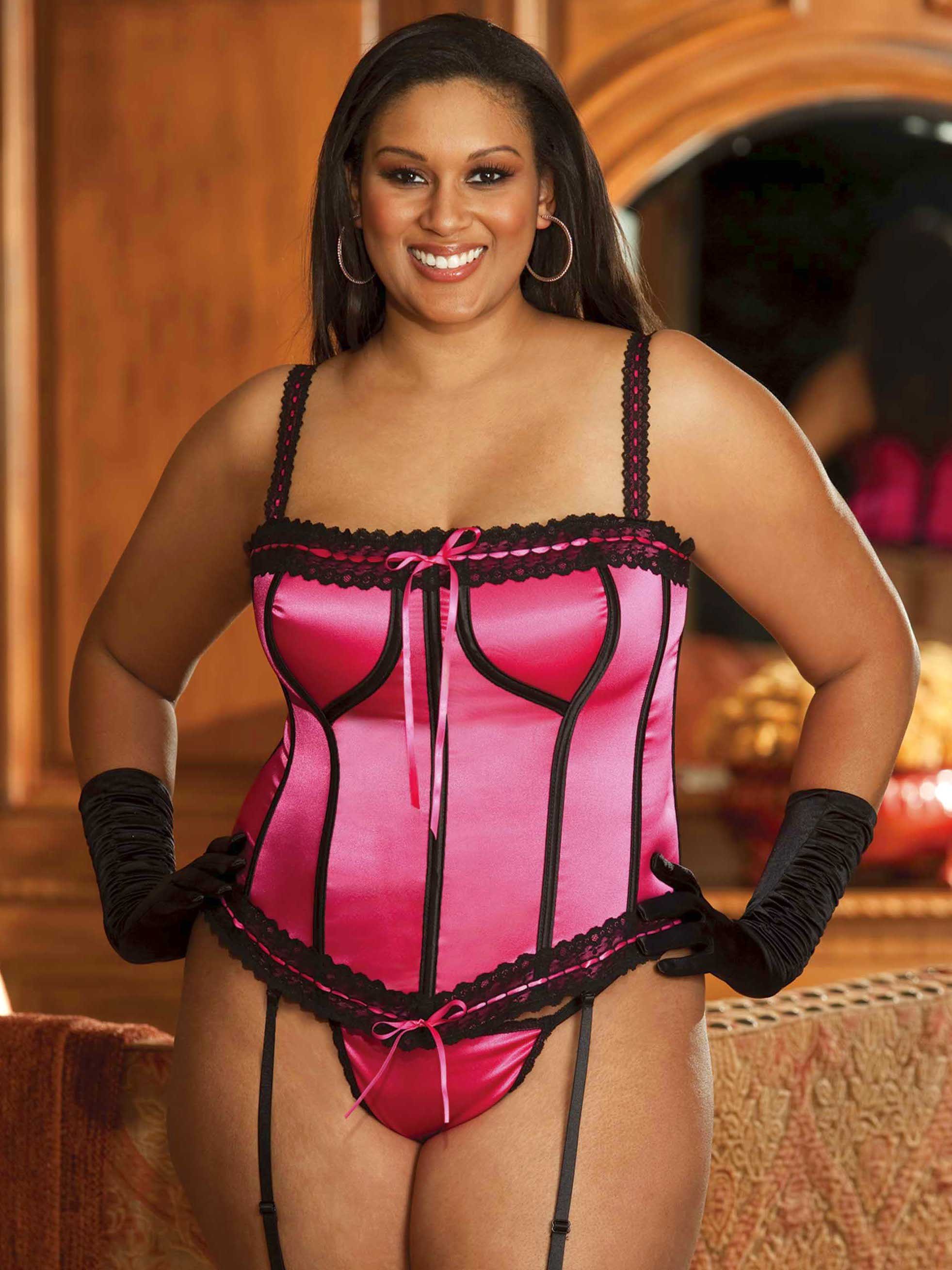 Plus Size Stretch Satin Corset