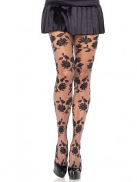 Floral Print Pantyhose