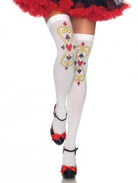 Card Print Thigh Highs