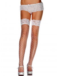 Fence Net Thigh Highs With Lace Top